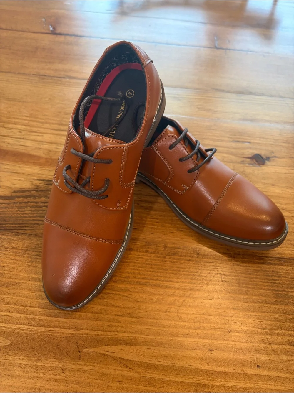 NIB Boys Dress Derby Shoes in Cognac Brown